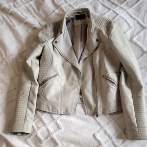 Cream faux-leather jacket